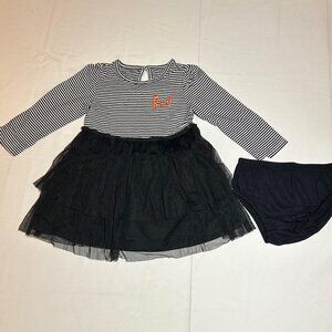 Carter's Baby Girl Halloween Black "Boo!" Striped Tutu Jersey Dress NWT